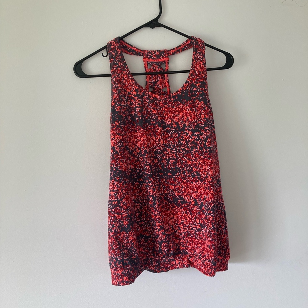 Athleta Pink and Gray Activewear Racerback Tank Small